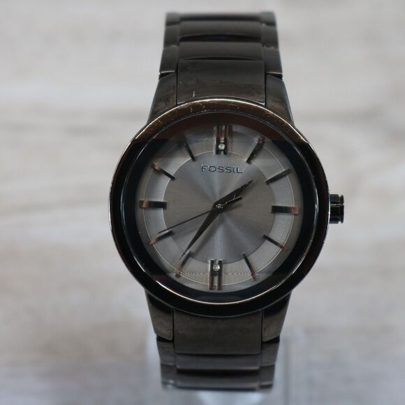 Fossil Black Stainless Steel Watch – Pre-Owned, Round, Gray Dial - Picture 2 of 10